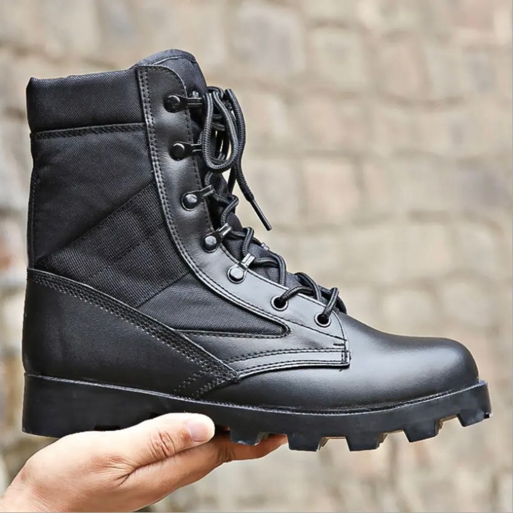 WIDEWAY military combat motorcycle black leather boots mens Size 11